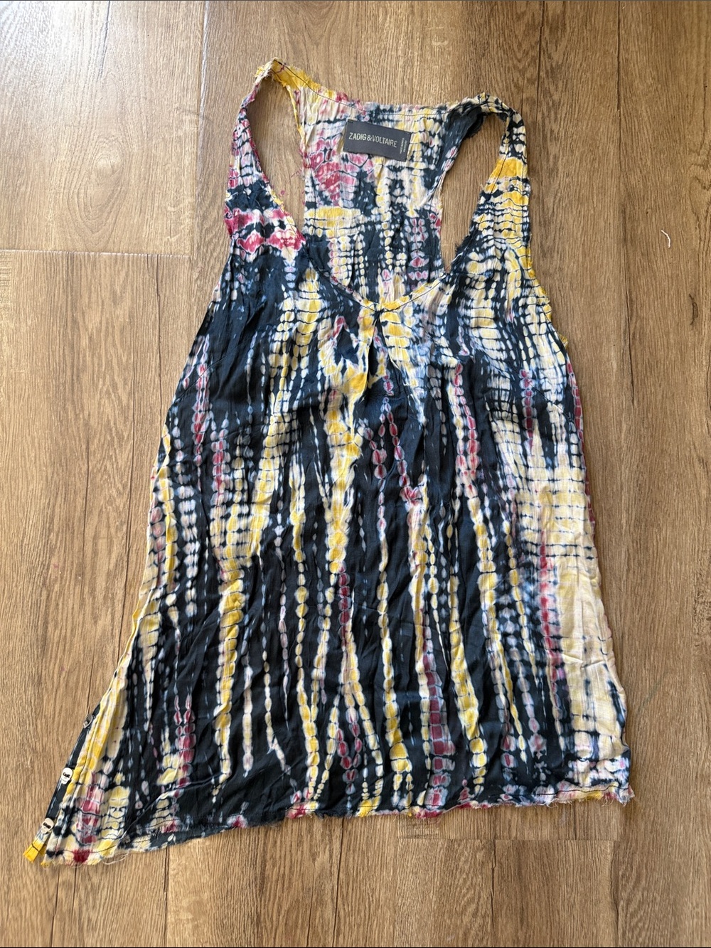 Zadig & Voltaire Trock Tie and Dye silky Tank Top Small skull beads
